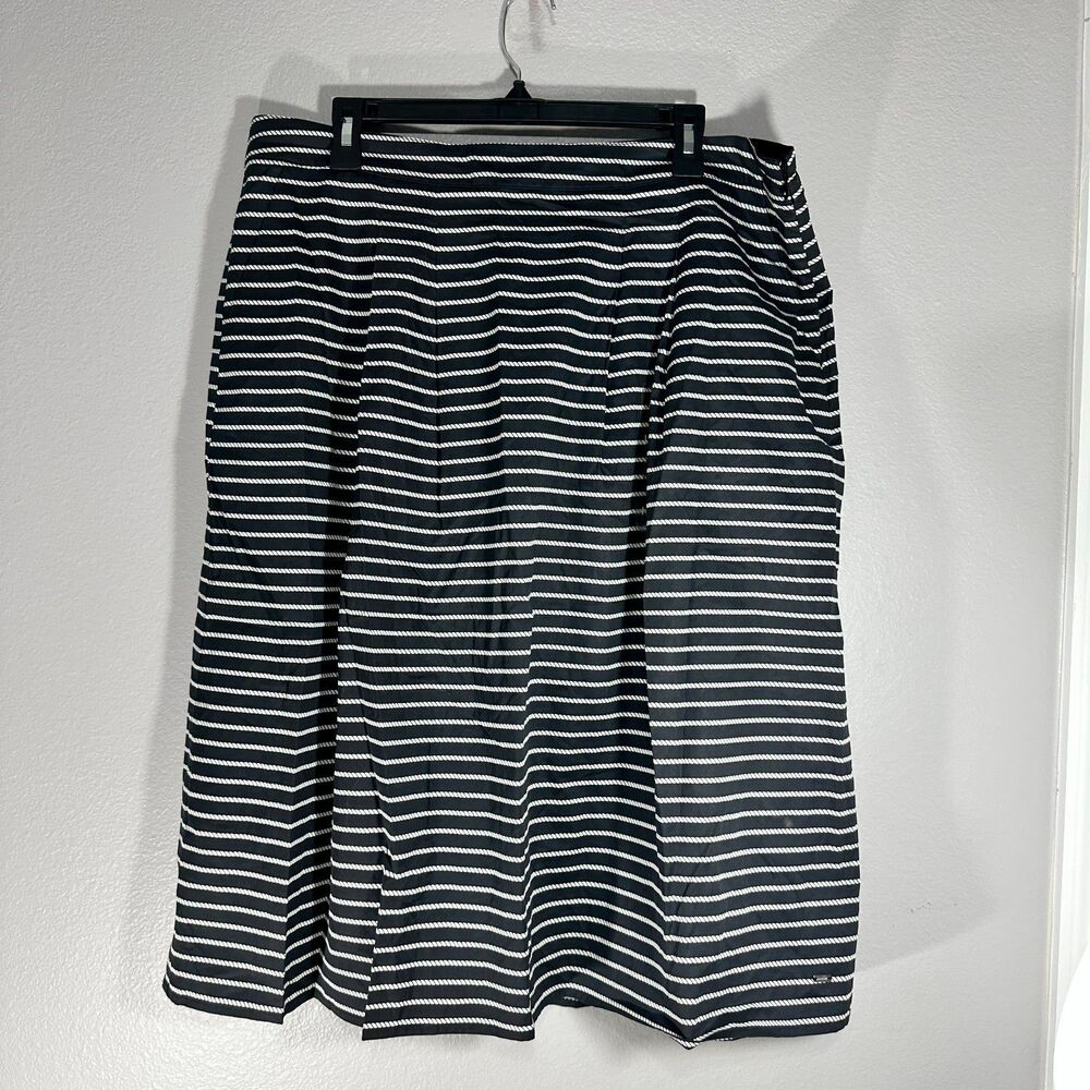 Tommy Hilfiger Skirt Womens Black White Striped knotted nautical Size 18 BG